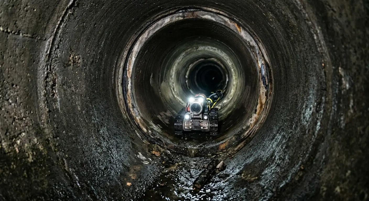Robotic sewer camera inspecting pipe interior for Sewer Line Cleaning in Altoona